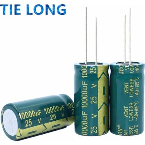 1Pcs 25V 10000UF 18*35 Low ESR high frequency aluminum electrolytic capacitor 10000uf 25v 20