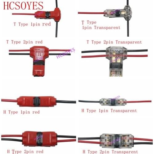 10pcs 1pin/2pin H/T type Scotch Lock Quick Splice Wire Cable Connector to Terminals Crimp Electrical Car Audio 24-18AWG Wire Set