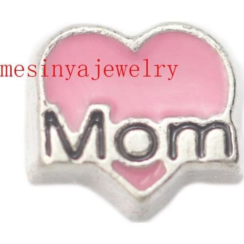 10pcs pink mom floating charms for glass locket Min amount $15 per order mixed items, FC-358