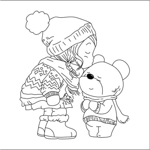 10x10 Girl kiss bear New Transparent Clear Rubber Stamp Sheet Cling Scrapbooking Photo Album PaperCard DIY Craft