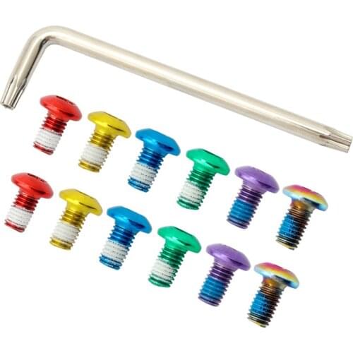 12Pcs/Set M5 Mountain Road Bike Disc Screw T25 Disc Brake Disc Fixing Screw Anti-Skid Bicycle Screw With Wrench
