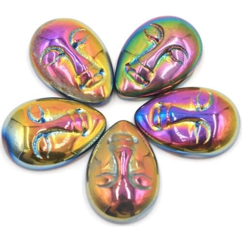 22x15mm Special Aura Angle Quartz Amethyst Aura Rainbow Titanium Quartz White Goddess Face Cabochon Cab (4 Piece) Gift