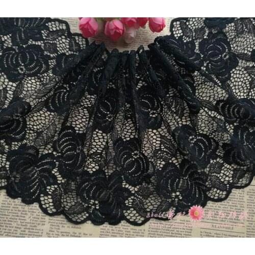 3 Meters 20CM Unique Design Black Elastic Stretch Wide Embroidery Lace Applique Trim Sewing DIY Craft