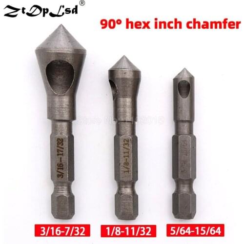 3PCS HSS 90 Degree Hex Shank Countersink Deburring Drill Bits Center Stepped Metal Taper Expanding Chamfering Power Tools Set
