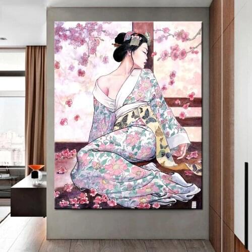 5D DIY NEW Abstract portrait Diamond Painting cherry blossoms Japanese women Diamond Embroidery Room Home Decor art Mosaic gift