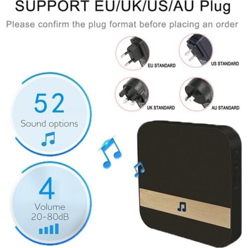 For Smart Wireless WiFi Security DoorBell Visual Doorbell Chime Wifi Universal Plug-In Chime Smart Doorbell Receiver