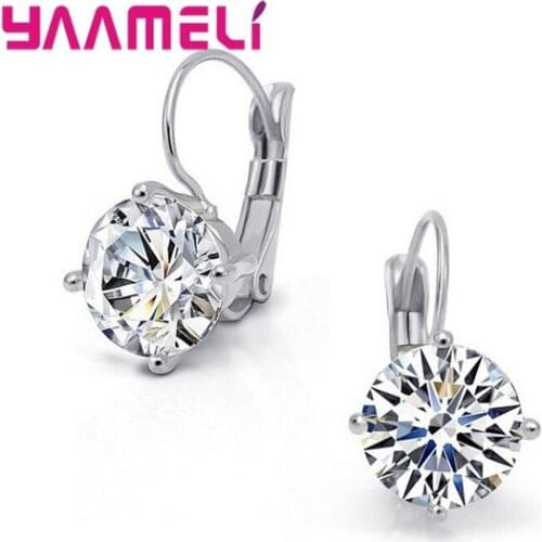 Big Sale Classic Piercing Earring 8mm/10mm/11mm/12mm Super Shining Round Square Austrian Crystal CZ 925 Sterling Silver Jewelry