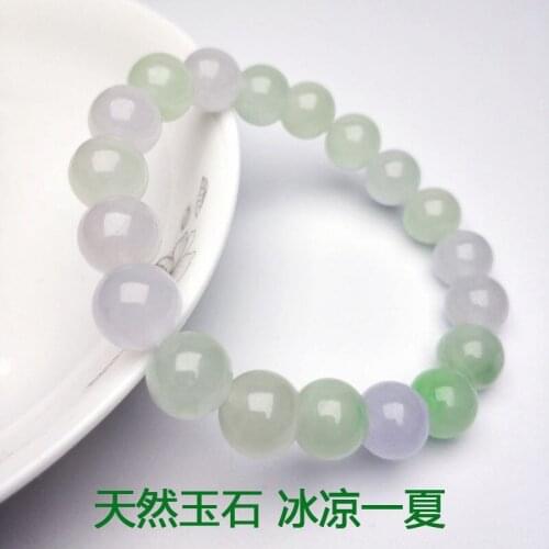 Natural Jadeite Bracelet Women Fine Jewelry Bangle Genuine Burma Ice Jades Stone Beads Elastic Beaded Bracelets Gifts For Ladies