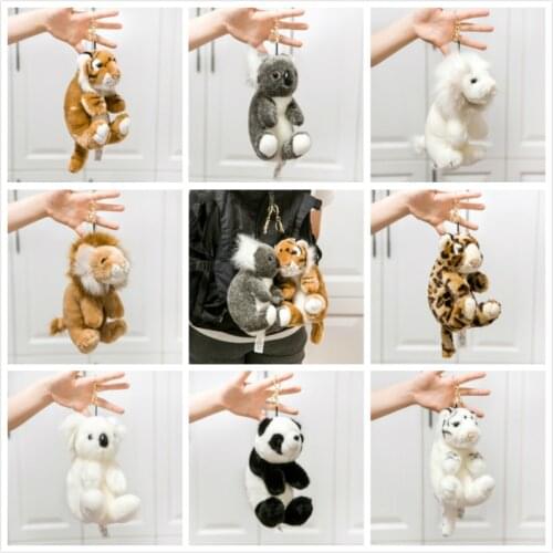 20cm Kawaii Plush Keychain Accessories Stuffed Animals Panda Koala Tiger Lion Toys Cute Bag Keychain Plush Gift for Girl Kids