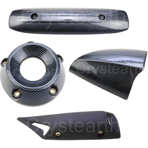 Carbon Fiber / Black Exhaust Pipe Cover Cowl For Yamaha XP500 TMAX500 TMAX530 T MAX T-MAX Tmax 500 530 2012 2013 2014 2015 2016