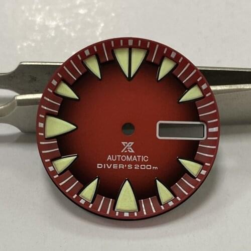 Mod Watch Parts 28.7mm Monster dial luminous marks r dive watch dial suitable for NH36 Automatic Movement