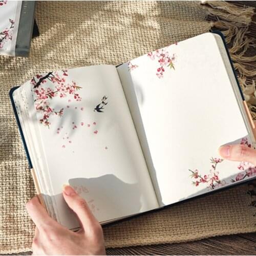 Color Inside Page Notebook Chinese Style Creative Hardcover Diary Books Weekly Planner Handbook Scrapbook Beautiful Gift