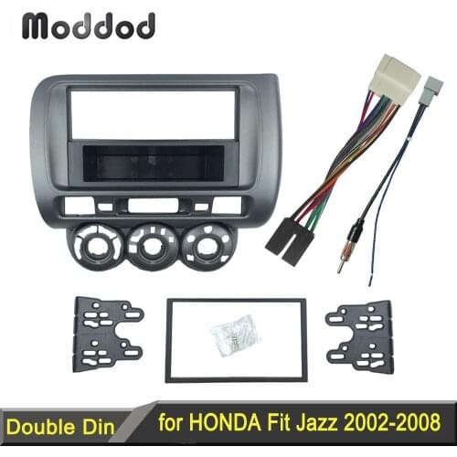 Double Din Radio Fascia for Honda Jazz LHD or RHD CD GPS DVD Stereo CD Panel Headunit Dash Mount Installation Trim Kit Frame