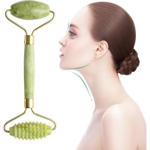 Double Head Facial Massage Jade Roller Face Body Head Neck Nature Beauty Device Face Massager Jade Face Roller
