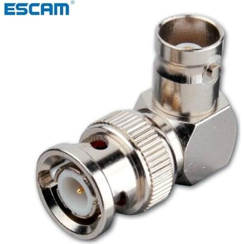 ESCAM 5pcs copper BNC Male Plug to BNC Female Jack Right Angle 90 Degree Adapter Coaxial connectors