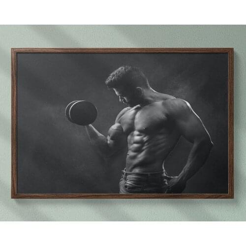 Fitness Bodybuilding Man Strong Muscles Exercise 1 Wall Sticker Silk Fabric Poster Art Indoor Decor Bright