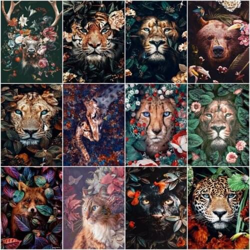 GATYZTORY Paint By Number Lion Tiger Animal Drawing On Canvas HandPainted Gift Picture By Number Natural Kits Home Decor