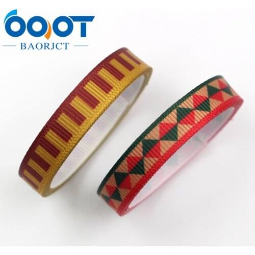 OOOT BAORJCT 1712022 10mm 10yards Geometric Ribbons Thermal transfer Printed grosgrain Wedding Accessories DIY handmade material