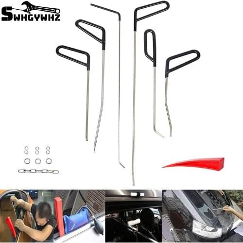Paintless Dent Repair Tools 6 pcs of Dent Removal Repair Rods C Style Rods Tool for Car Body Hail Damage Door Dent Removal