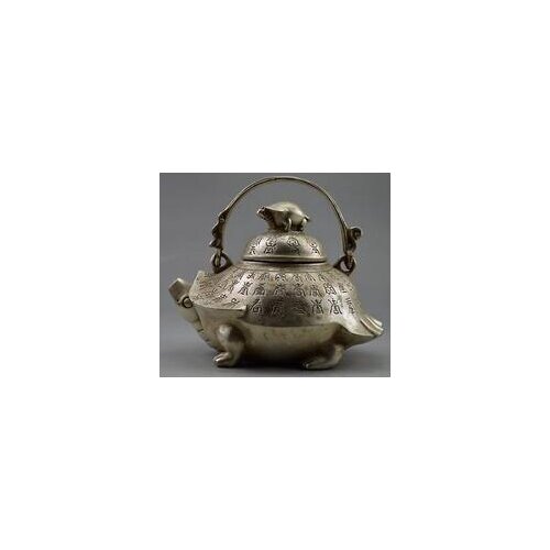 Chinese Beautiful Collectible Decorated Old Handwork Tibet Silver Carved Big Tea Pot Tibetan Silver decoration brass outlets