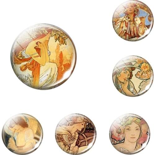 Creative Art Style Refrigerator Magnet 30Mm Kitchen Decoration Round Ornament Retro Magnetic Sticker Furniture Decoration