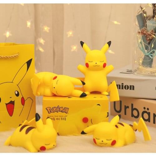 Creative Pokemon Cute Pikachu Cartoon Soft Light Bedroom Bedside Night Light Ornaments Childrens Luminous Toys Christmas Gifts