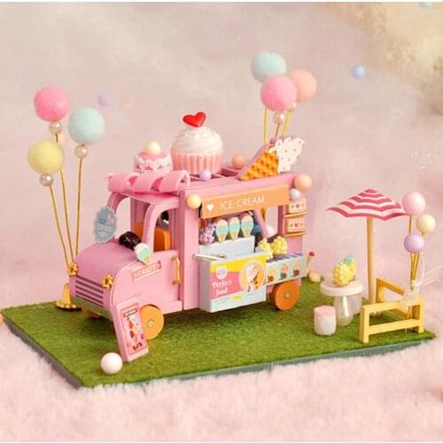 DIY DollHouse Wooden Doll Houses Car Model Miniature Doll House Furniture KitToys Casa Children Gift LED Light Furniture Cottage