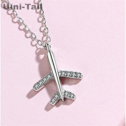 Uini-Tail hot sale new 925 sterling silver small aircraft micro-set necklace simple fashion trend sweet high quality ED894