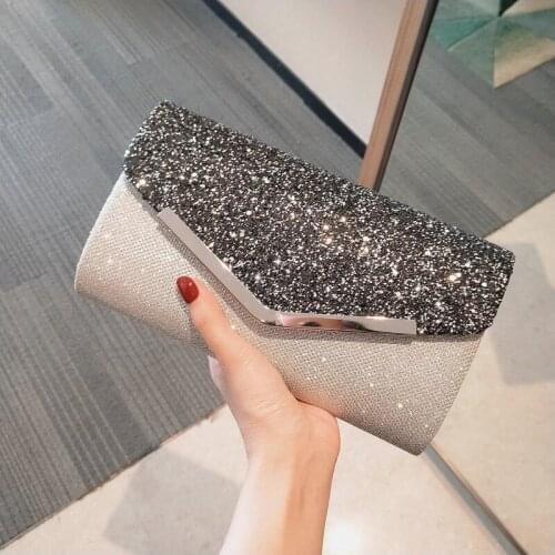 Fashionable Women Temperament Handbag Sequins Ladies Banquet Bag Chain Clutch Bag Party Prom Evening Bag