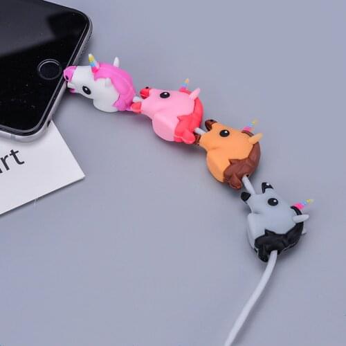 Cartoon Cute Unicorn Cable Protector Data Line Cord Protector Protective Cable Winder Cover For iPhone USB Charging Cable