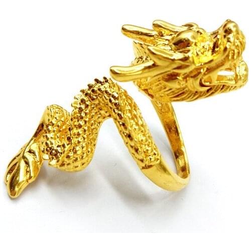 Dragon Ring for Men 24K Gold Plated Men Rings Cool Punk Anniversary Birthday Engagement Wedding Rings Trendy Jewelry Gift