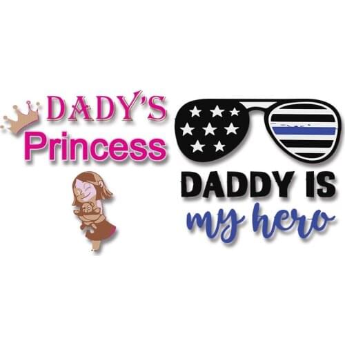 Daddy and Princess Patches for Kids Clothing Jacket Ironing stickers DIY Appliques Chest badges Heat Transfer printing