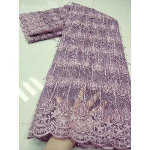 Nigerian Lace Fabric 2020 High Quality Lace Fashion Embroidery Tull Net Lace With Sequins Latest African French Fabrics 5yards