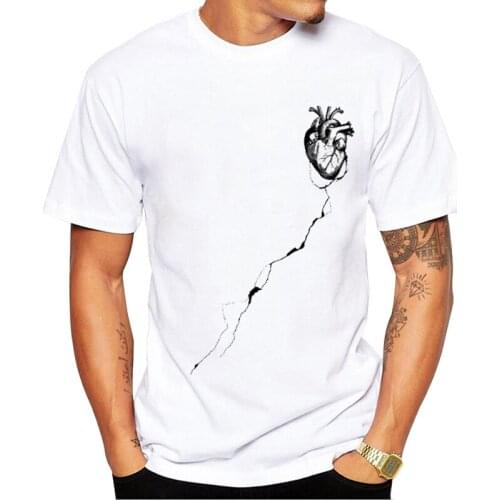 New Fashion Heart Men T-Shirt Black Heart Printed Tshirts Hipster Design Tops Short Sleeve Funny Tee