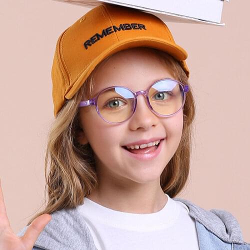 Anti Blue Light Glasses Kids Round TR90 Glasses Frame Optic Prescription Lens Blue Light Blocking Glasses Anti Reflected Lens