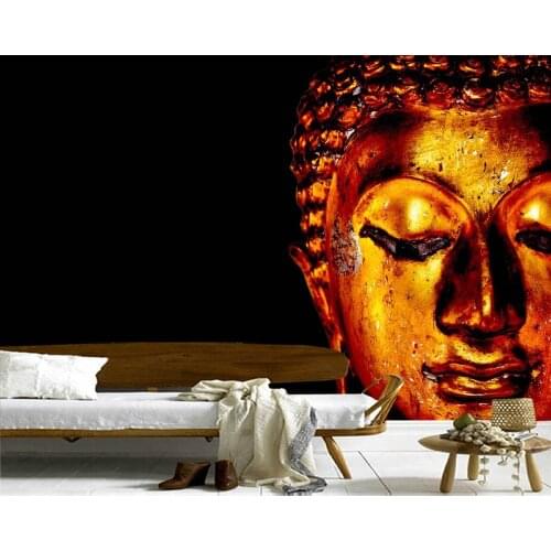 Papel de parede Old golden buddha statue retro 3d wallpaper,living room bedroom wall papers home decor restaurant mural