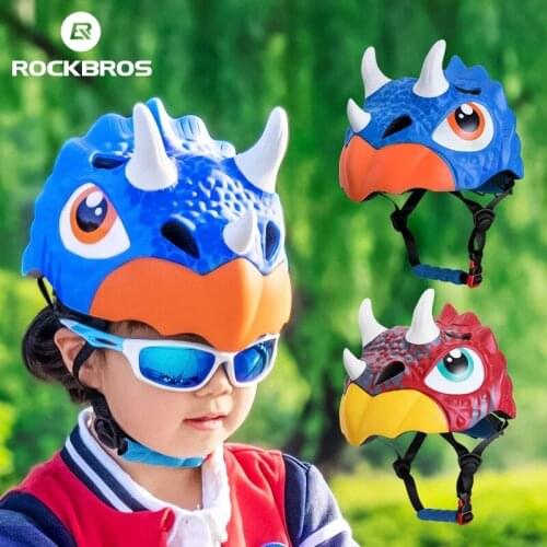 ROCKBROS Children Cycling Helmet Kids Cartoon Helmets Safety Hat Mtb Road Bike Helmet Boys Girls Balance Car Sliding Car Helmet