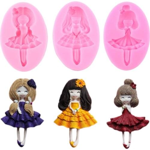 Sugarcraft Girl Silicone Mold DIY Baby Birthday Decorating Tools Cupcake Topper Fondant Mold Candy Resin Clay Chocolate Molds