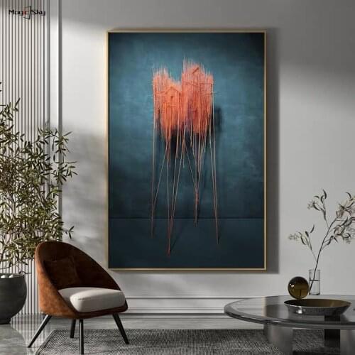 Modern Abstract Blue Orange Large Paintings Decoration Luxury Canvas Posters Prints Wall Art Pictures for Living Room Home Decor