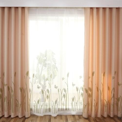 Modern Curtains for Living Room Bedroom Garden Linen Butterfly Embroidery Flower Tulle Curtains Finished Product Customization