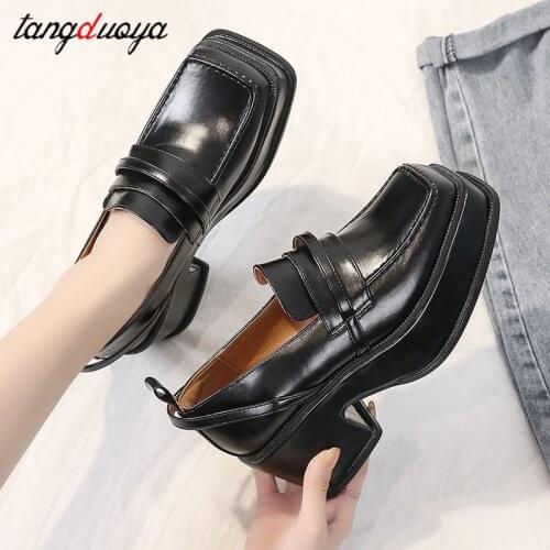 College Style Japanese Student Shoes Girl Lolita JK Commuter Uniform Shoes Block Heels Loafers Shoes low heels Mary Jane shoes