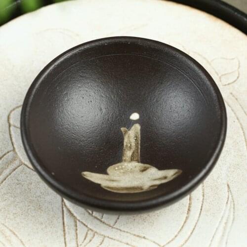 Vintage course pottery tea cup hand painted Zen heart teacup bowl Japanese style ceramic tea bowl accessories new arrival