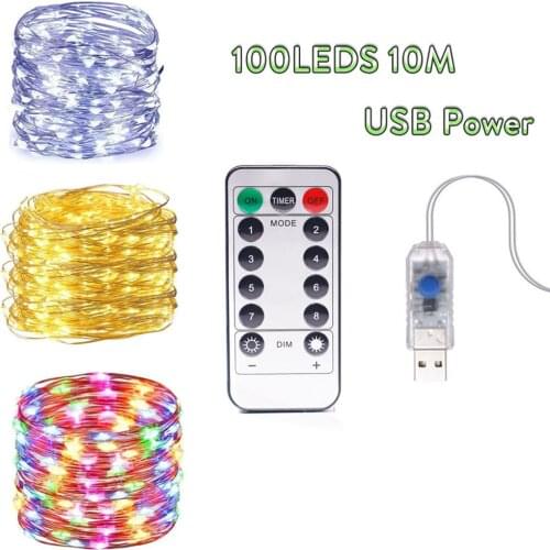 Waterproof 8 Modes USB Operated LED String Remote control 10M 100LEDs Fairy Light Multicolor Xmas Party Festoon Home Yard Decor