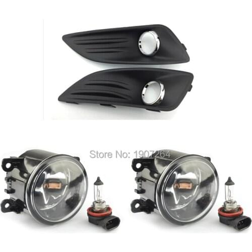 1Set High Quality Bumper 12V Right/Left Fog Light Grille Cover +Car Fog Lamp Kit For Ford Fiesta 2013-2015