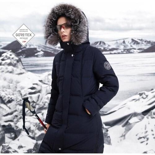 Extremely cold Pro Collection BOSIDENG Womens long goose down jacket real fur collar thickened warm parka high quality