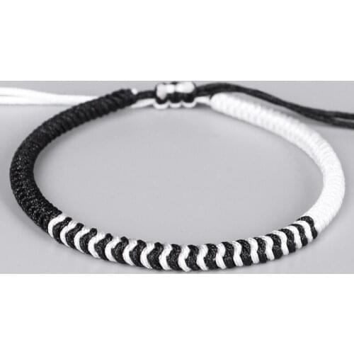 Handmade Tibetan Buddhism Thread Rope Bracelet Black White Knot lucky Bangle&Bracelet For Women Jewelry
