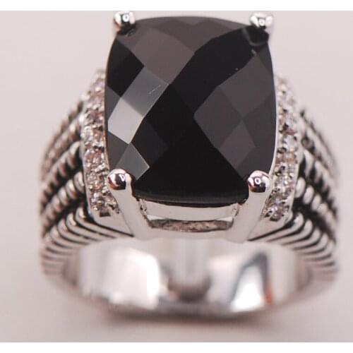 Black Onyx Women 925 Sterling Silver Ring F777 Size 6 7 8 9 10
