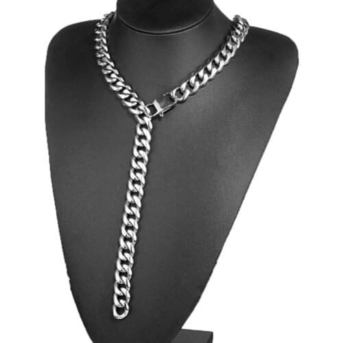 10/13/15/17/19mm Adjustable Choker Tail Hip Hop Rapper Stainless Steel Silver Color Or Gold Color Mens Cuban Curb Chain Necklace