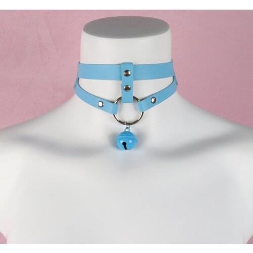 2021 Sexy Harajuku Necklace Metal Small Bell Adjustable PU Leather Collar Choker for Women Gift Jewelry Bondage Accessories Punk