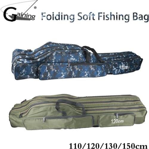 3-Layer Fishing Bag 110/120/130/150cm Portable Foldable Fishing Rod Carrier Fish Pole Tools Storage Bag Case